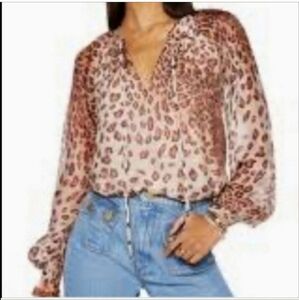 Ramy Brook Leopard Print Blouse - Brown and Cream
